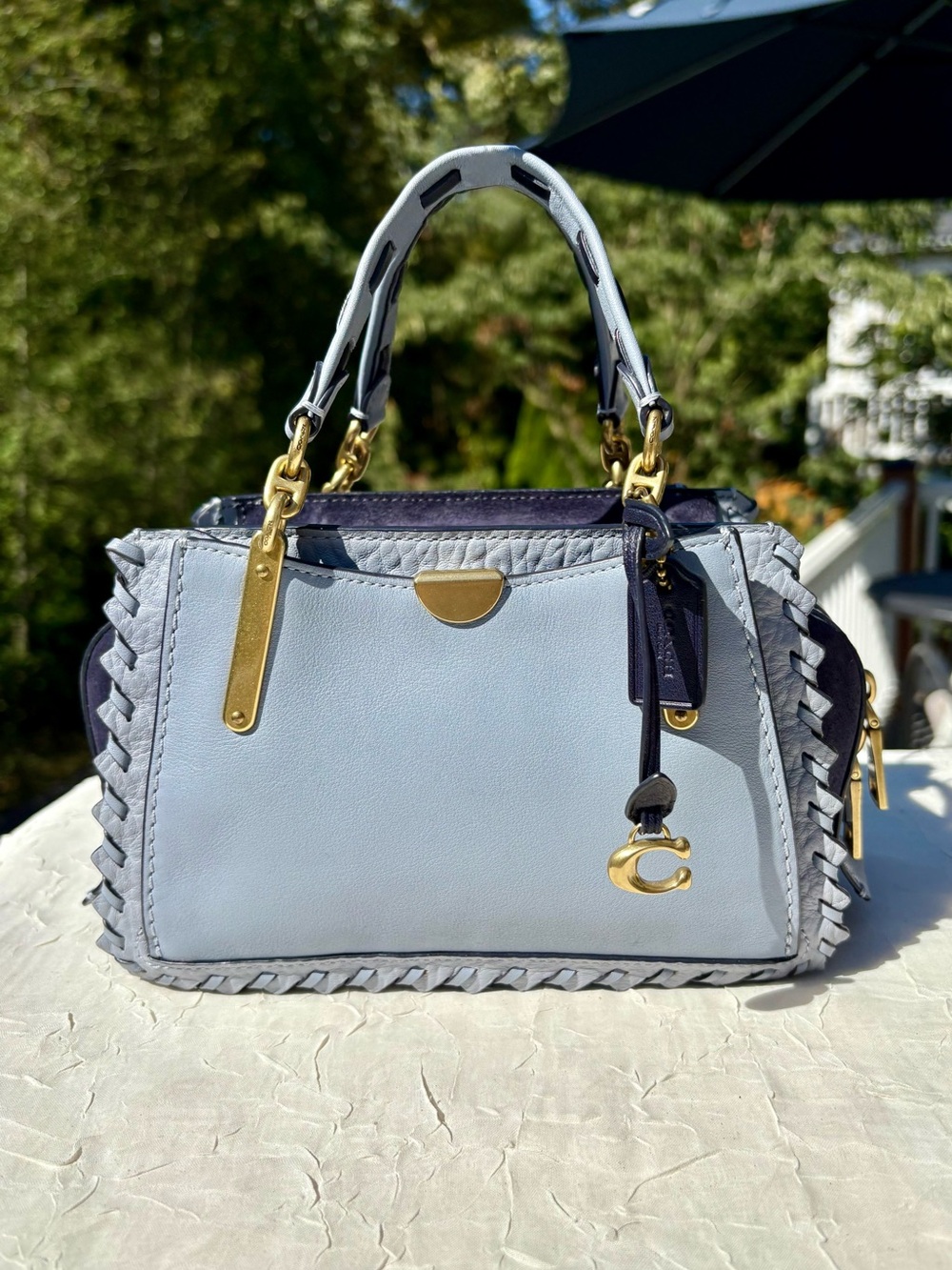 COACH Whipstitch Dreamer 21 In Blue Colorblock Leather 75697 - Picture 2 of 13